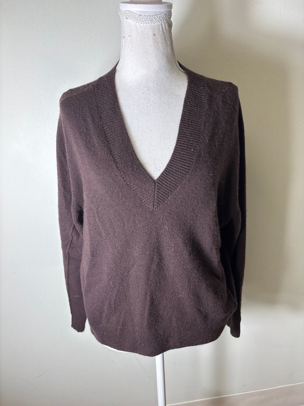 Madewell Merlot Cashmere V Neck Sweater Sz S